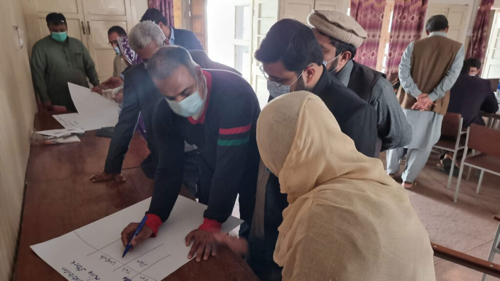 Participants taking part in a training