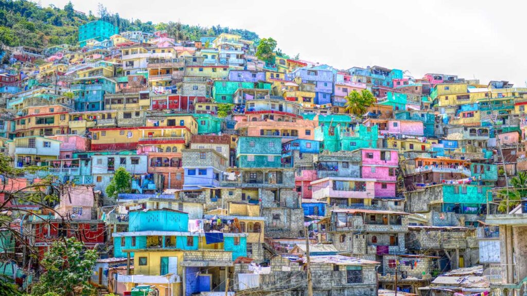 The landscape showing colorful houses