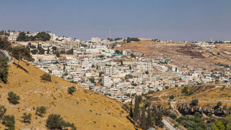The view of city from the top of a hill