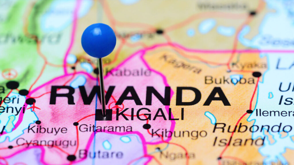 Kigali, Rwanda pinned on a map