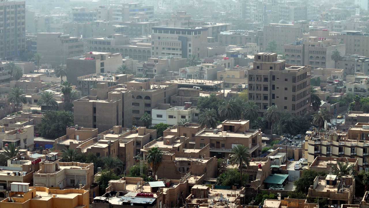 Birds eye view of the town